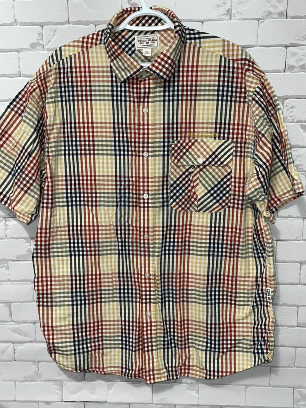 Phat Farm Dress Shirt Mens 2XL Multicolor Short Sleeve Check Button Down Top